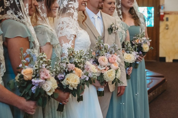 Erin Jimmy wedding bridal party florals by Domenic Graziano Flowers
