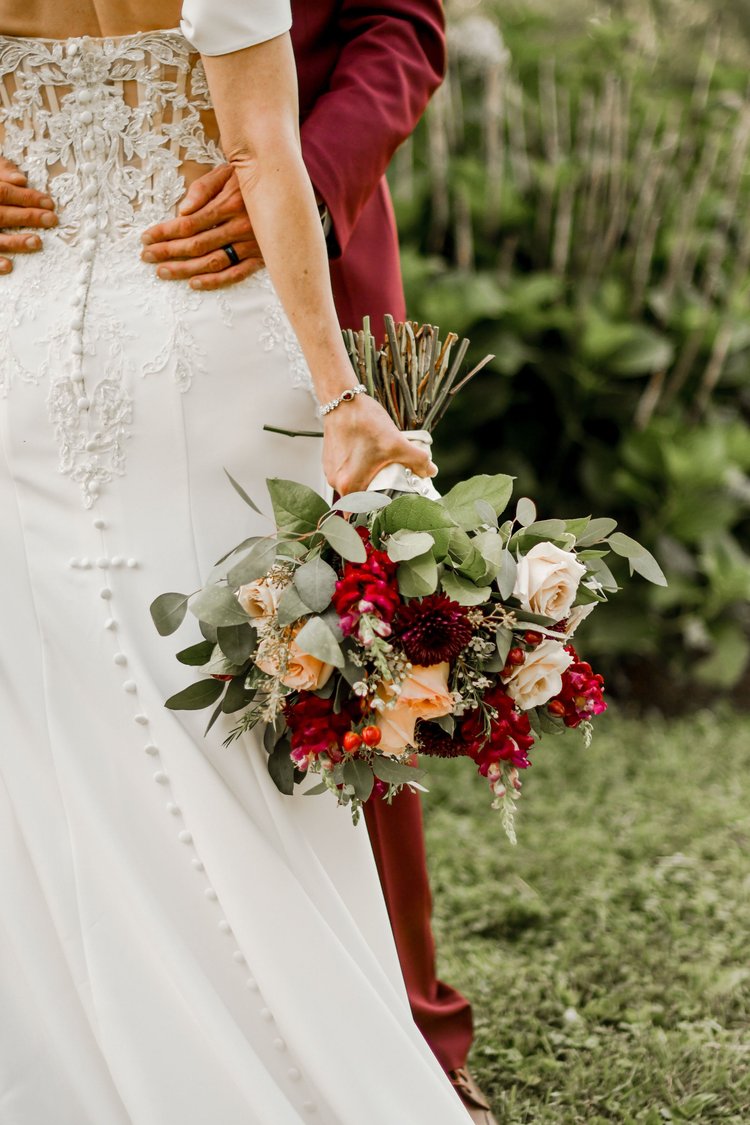 Wedding bridal bouquet and boutonniere, detail 2 by Domenic Graziano Flowers