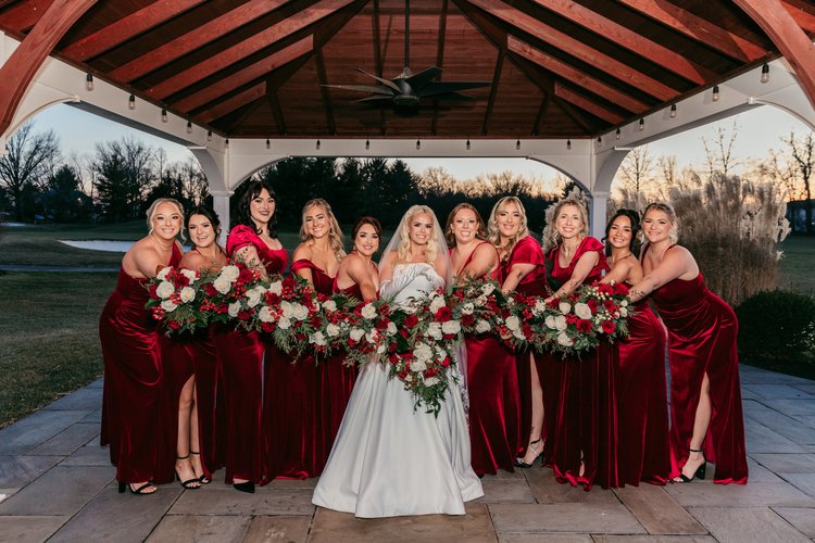 Kirsta Greg wedding bridal party florals by Domenic Graziano Flowers