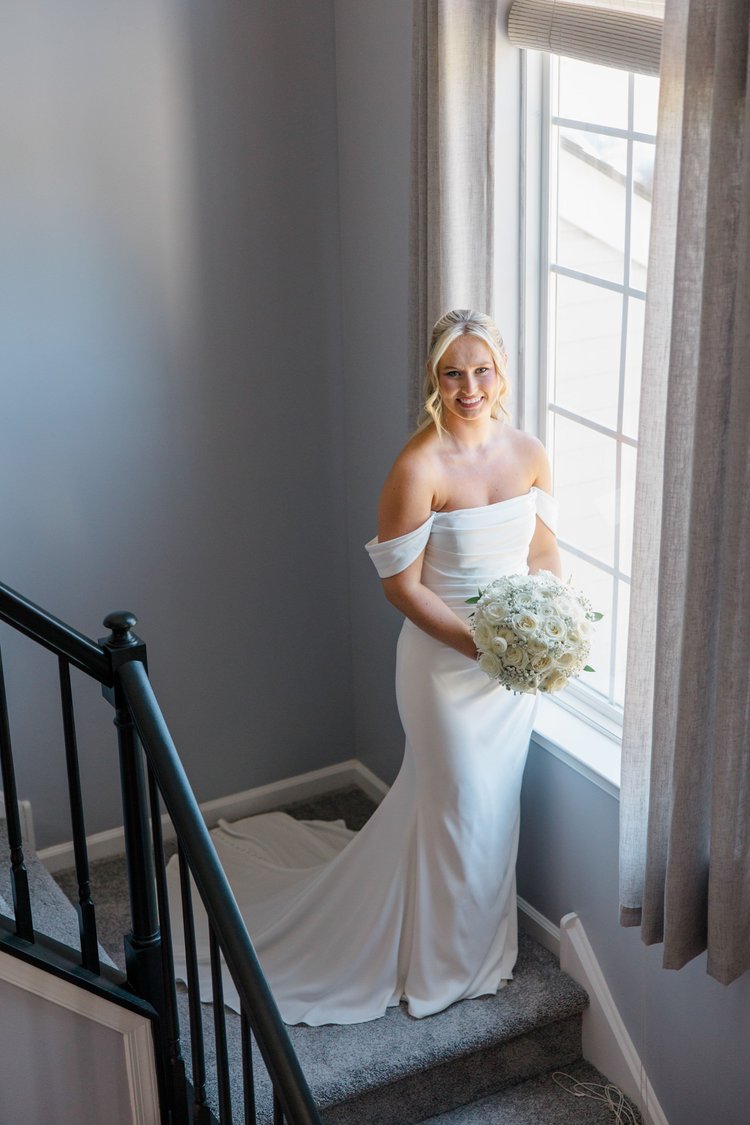 Wedding bride holding her bouquet, detail 2 by Domenic Graziano Flowers