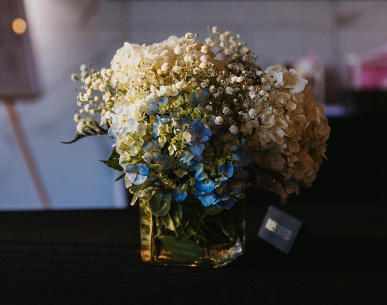 Reanna Blake wedding reception centerpiece by Domenic Graziano Flowers