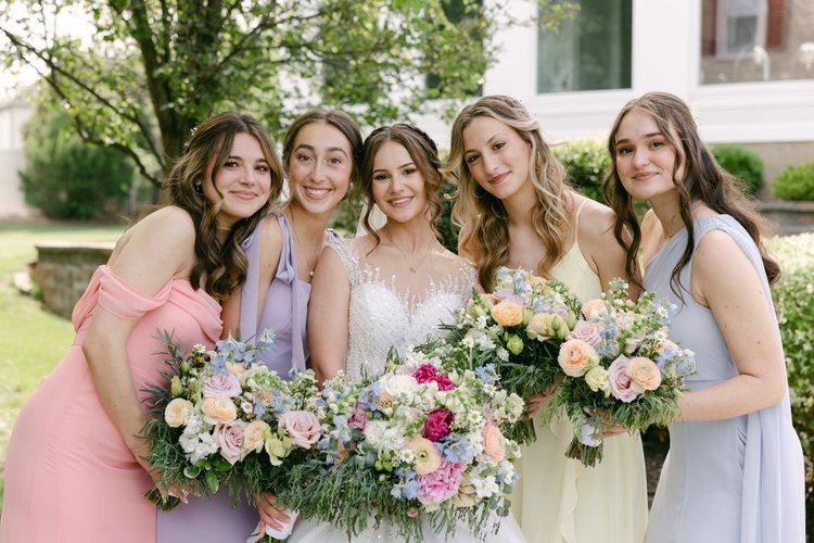 Wedding bridesmaids with their bouquets, detail 3 by Domenic Graziano Flowers