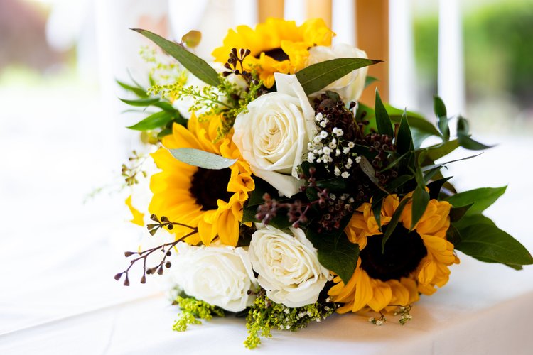 Sunflower wedding altar arrangement by Domenic Graziano Flowers