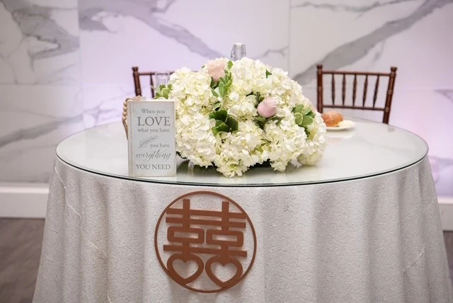 Allemang wedding sweetheart table arrangement by Domenic Graziano Flowers
