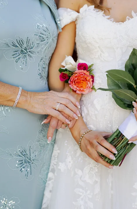 Gold wedding mother's corsage by Domenic Graziano Flowers