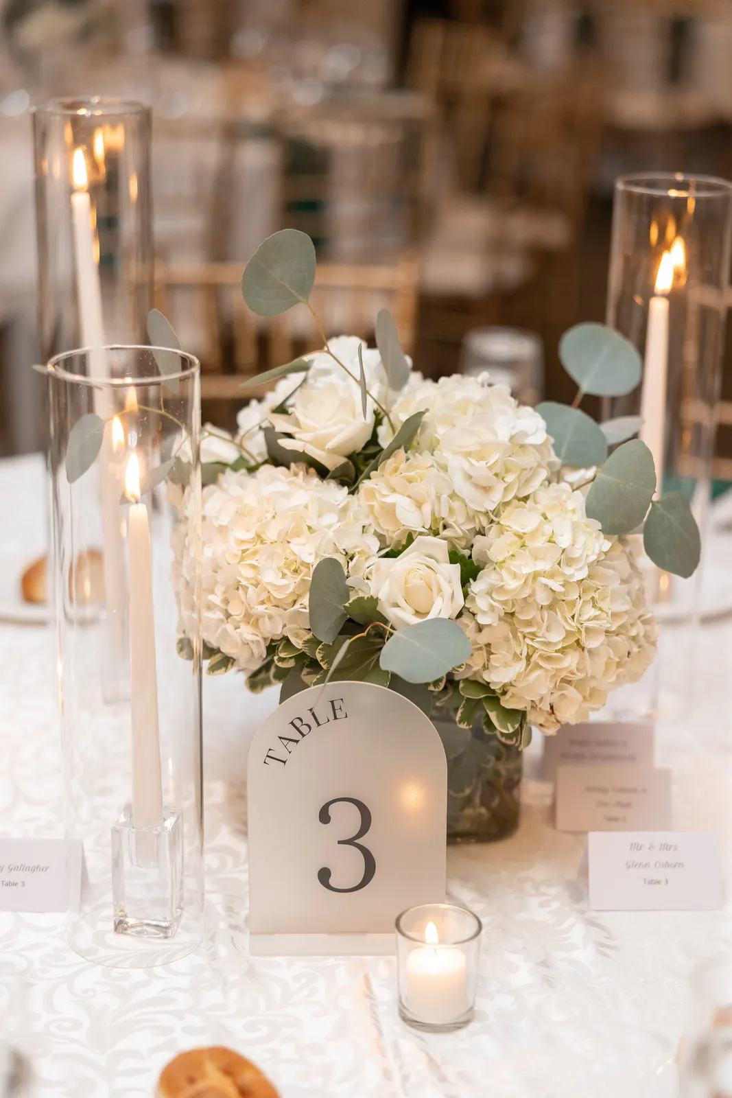 Osborn wedding reception centerpiece at Northampton Valley Country Club by Domenic Graziano Flowers